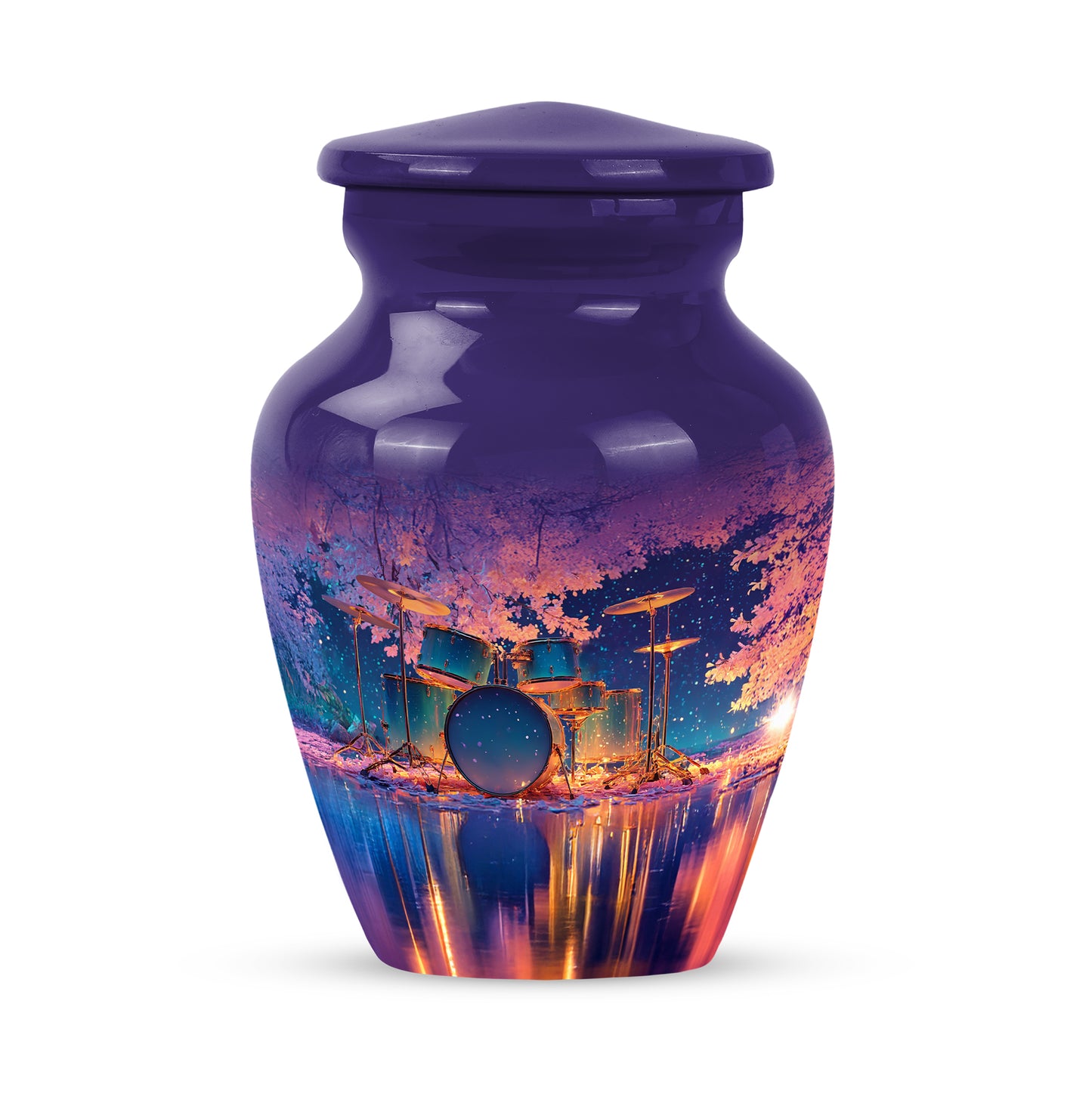 Blue Exquisite Drums Memorial Urn for Ashes - 10-inch, 200 cu in - Yatskia