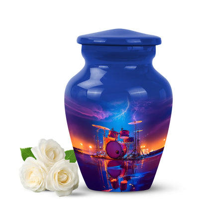 Personalized Drums Cremation Urns - Pristine Blue 10-inch, 200 cu in - Yatskia