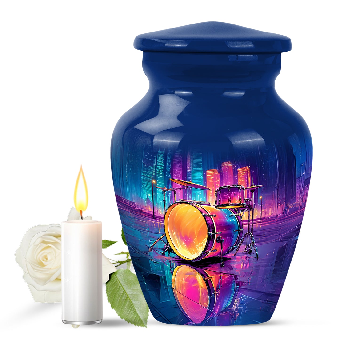 Blue Drums Cremation Urns - Honored Remembrance 10-inch, 200 cu in - Yatskia