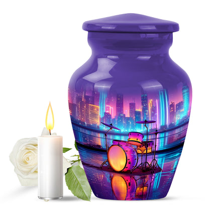 Harmonious Drums Cremation Urns for Human Ashes - Blue 10-inch - Yatskia