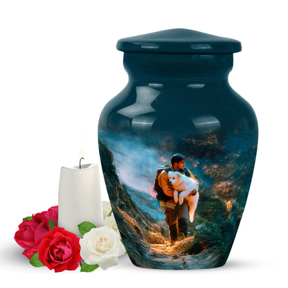 Teal Firefighter Cremation Urns - Opulent Reflection 10-inch, 200 cu in - Yatskia