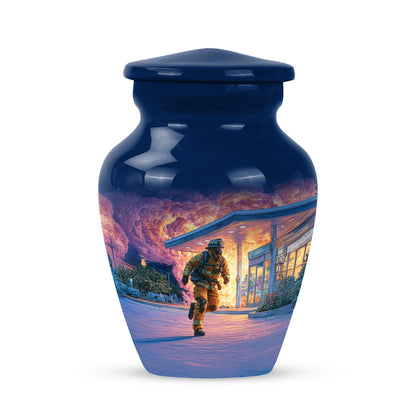 Personalized Firefighter Cremation Urns - Soothing Blue 10-inch, 200 cu in - Yatskia