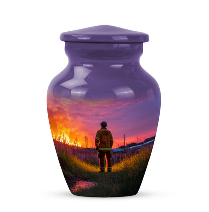 Personalized Purple Firefighter Cremation Urns for Ashes - Peaceful 10-inch - Yatskia