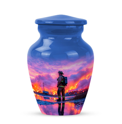 Personalized Blue Firefighter Cremation Urns for Ashes - Enchanting 10-inch - Yatskia