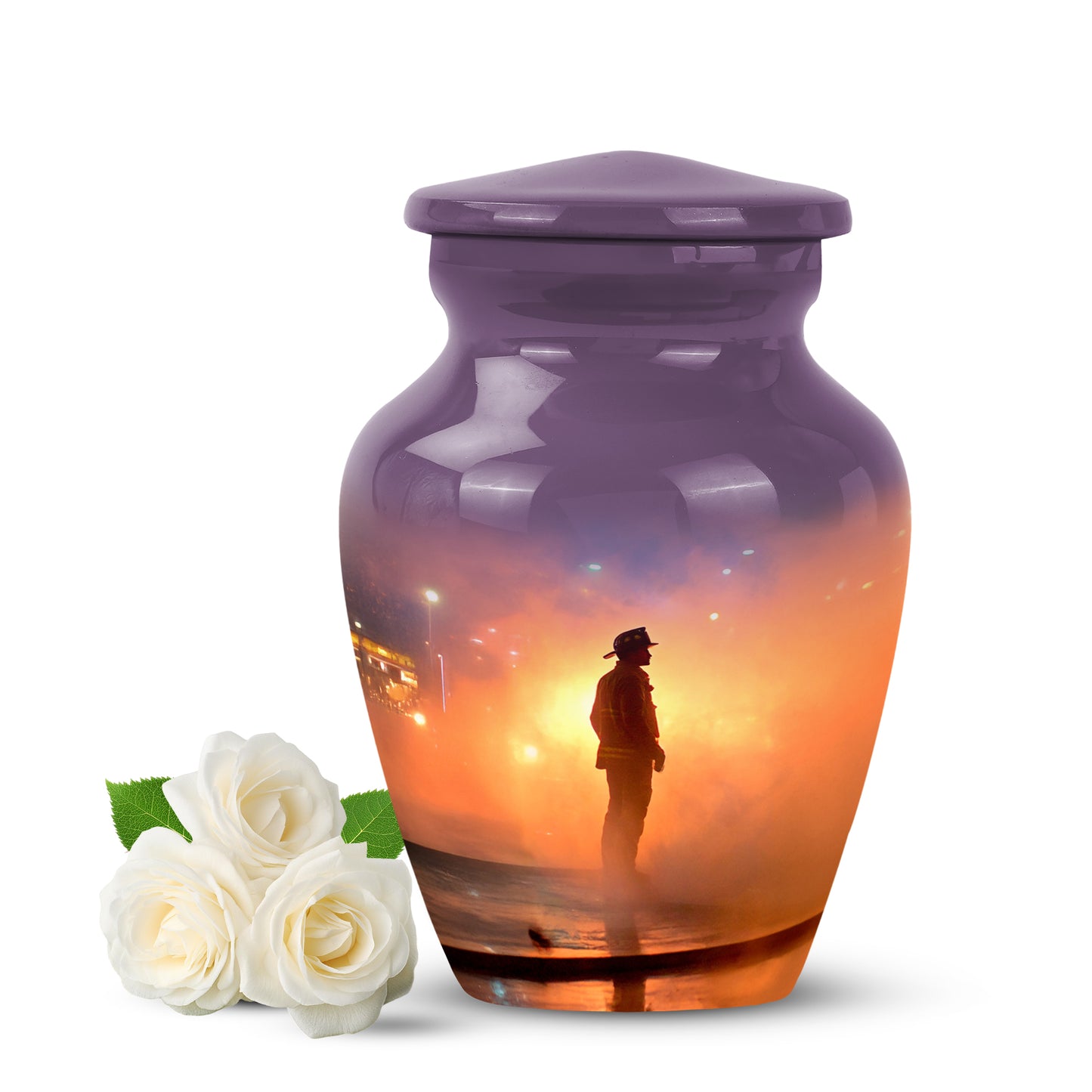 Distinguished Pink Firefighter Cremation Urn for Ashes - 10-inch, 200 cu in - Yatskia