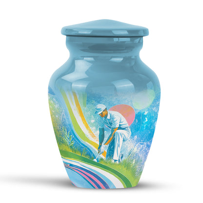 Blue Golf Testament Cremation Urns for Human Ashes - 10-inch, 200 cu in - Yatskia