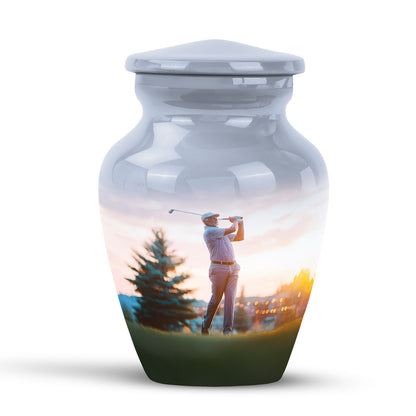 Ethereal Golf Memorial Cremation Urns - Silver 10-inch, 200 cu in - Yatskia