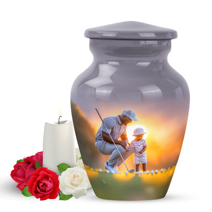 Timeless Gray Golf Cremation Urn for Ashes - 10-inch, 200 cu in - Yatskia