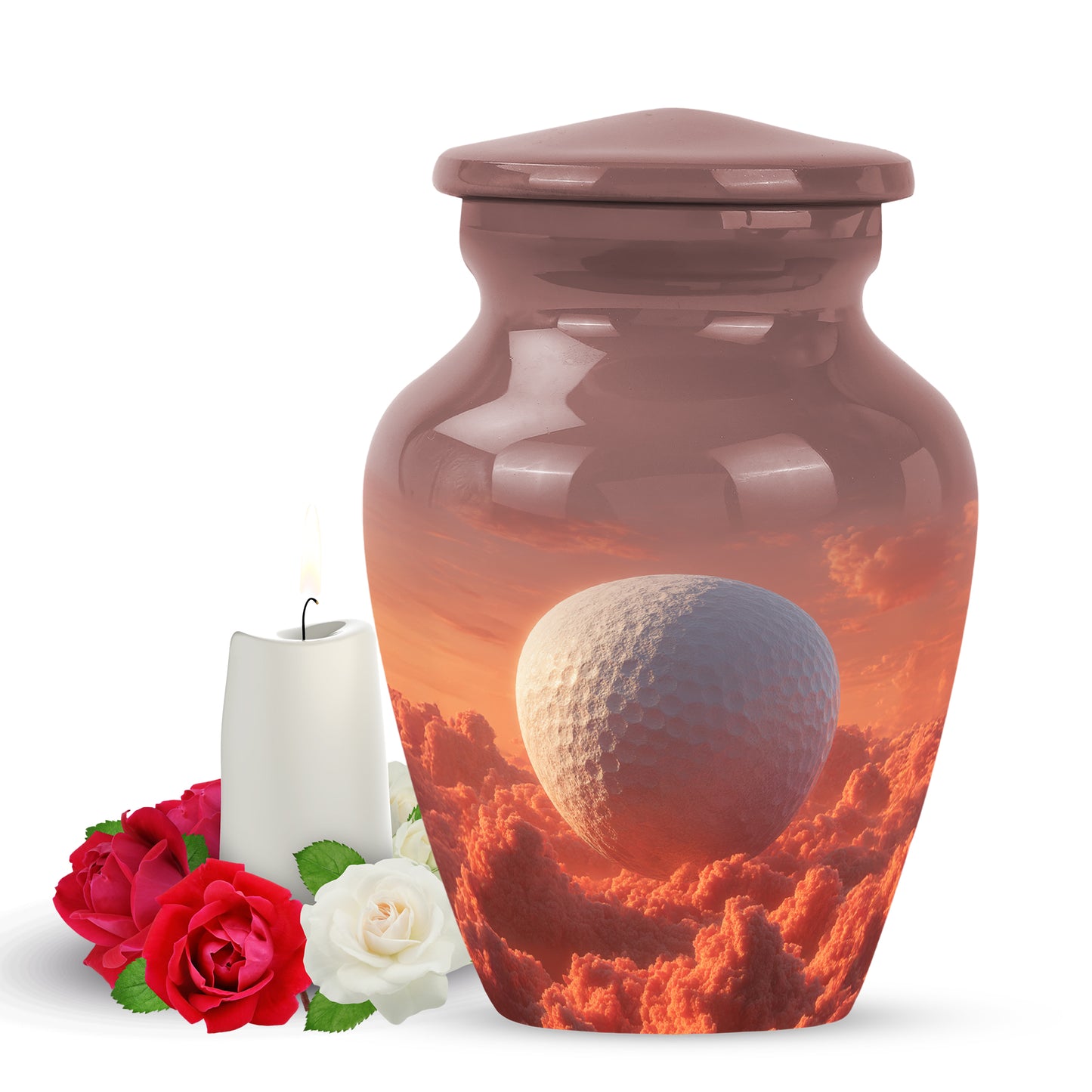 Stunning Red Golf Haven Urn for Human Ashes - 10-inch, 200 cu in - Yatskia