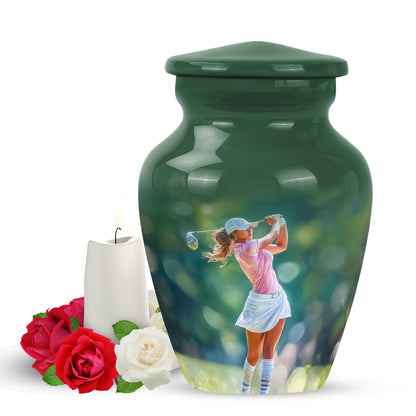 Stunning Green Golf Resting Place Urn for Human Ashes - 10-inch, 200 cu in - Yatskia