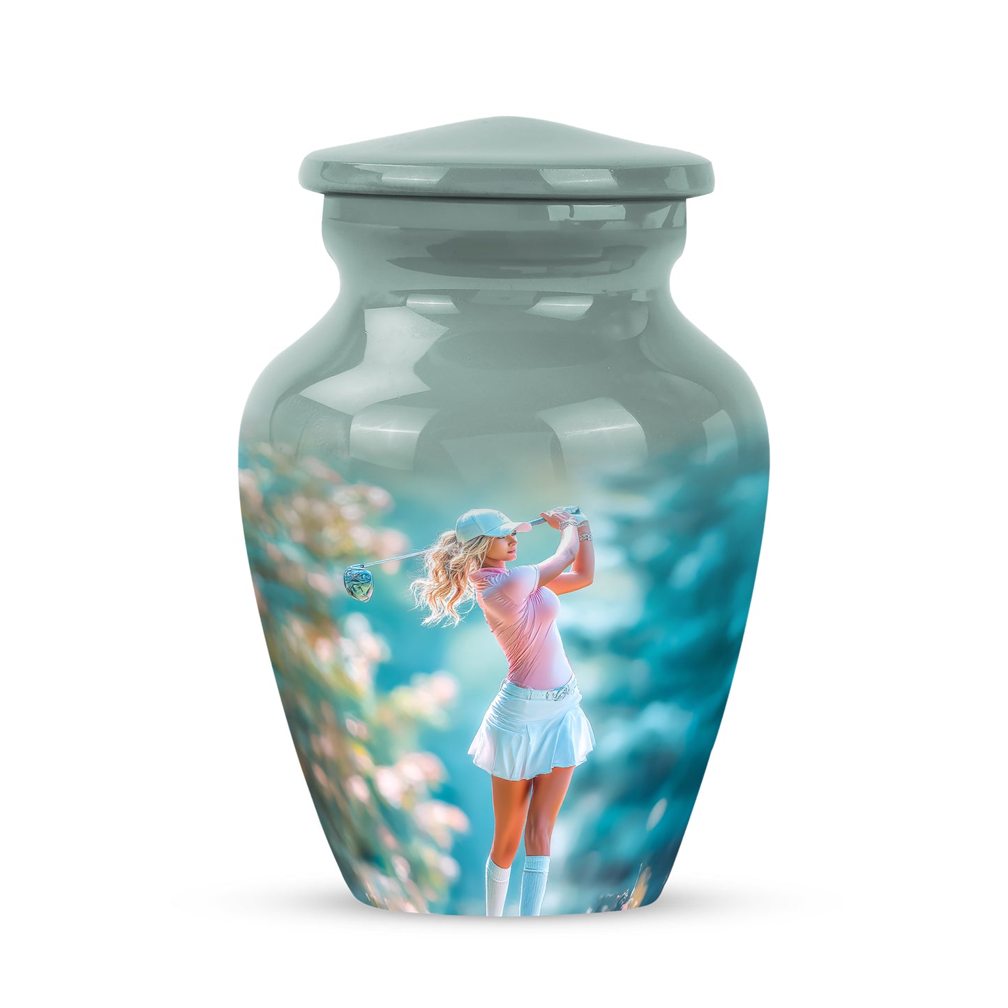 Personalized Magnificent Golf Cremation Urns - Silver 10-inch, 200 cu in - Yatskia