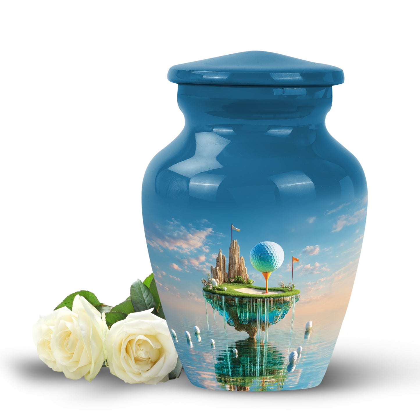 Personalized Golf Cremation Urns - Eminent Blue 10-inch, 200 cu in - Yatskia