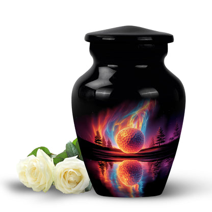 Black Sacred Golf Cremation Urns for Human Ashes - 10-inch, 200 cu in - Yatskia