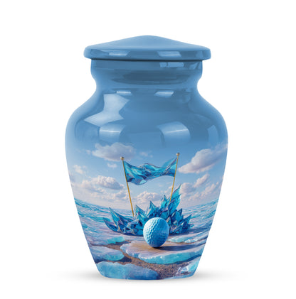 Personalized Blue Cherished Golf Cremation Urns for Human Ashes - 10-inch, 200 cu in - Yatskia