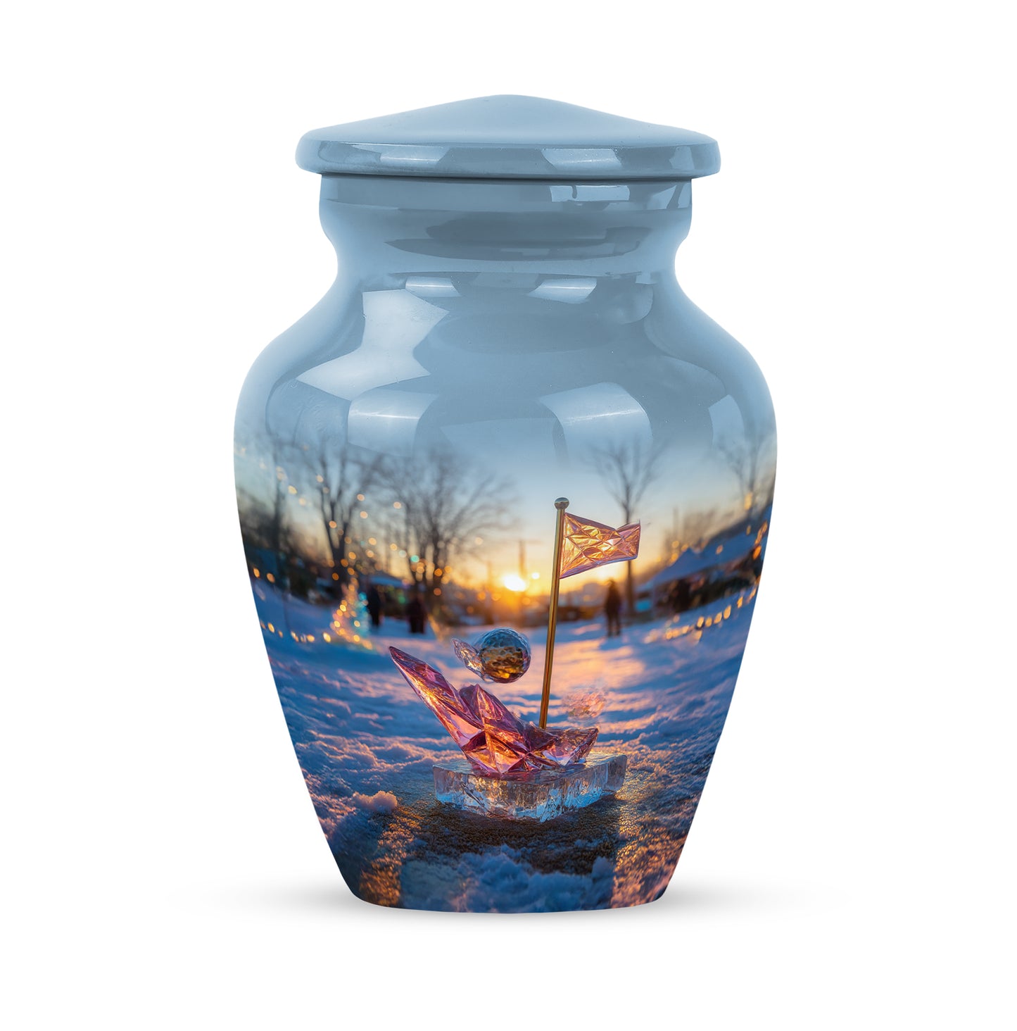 Personalized Blue Golf Cremation Urns for Ashes - Enchanting 10-inch - Yatskia