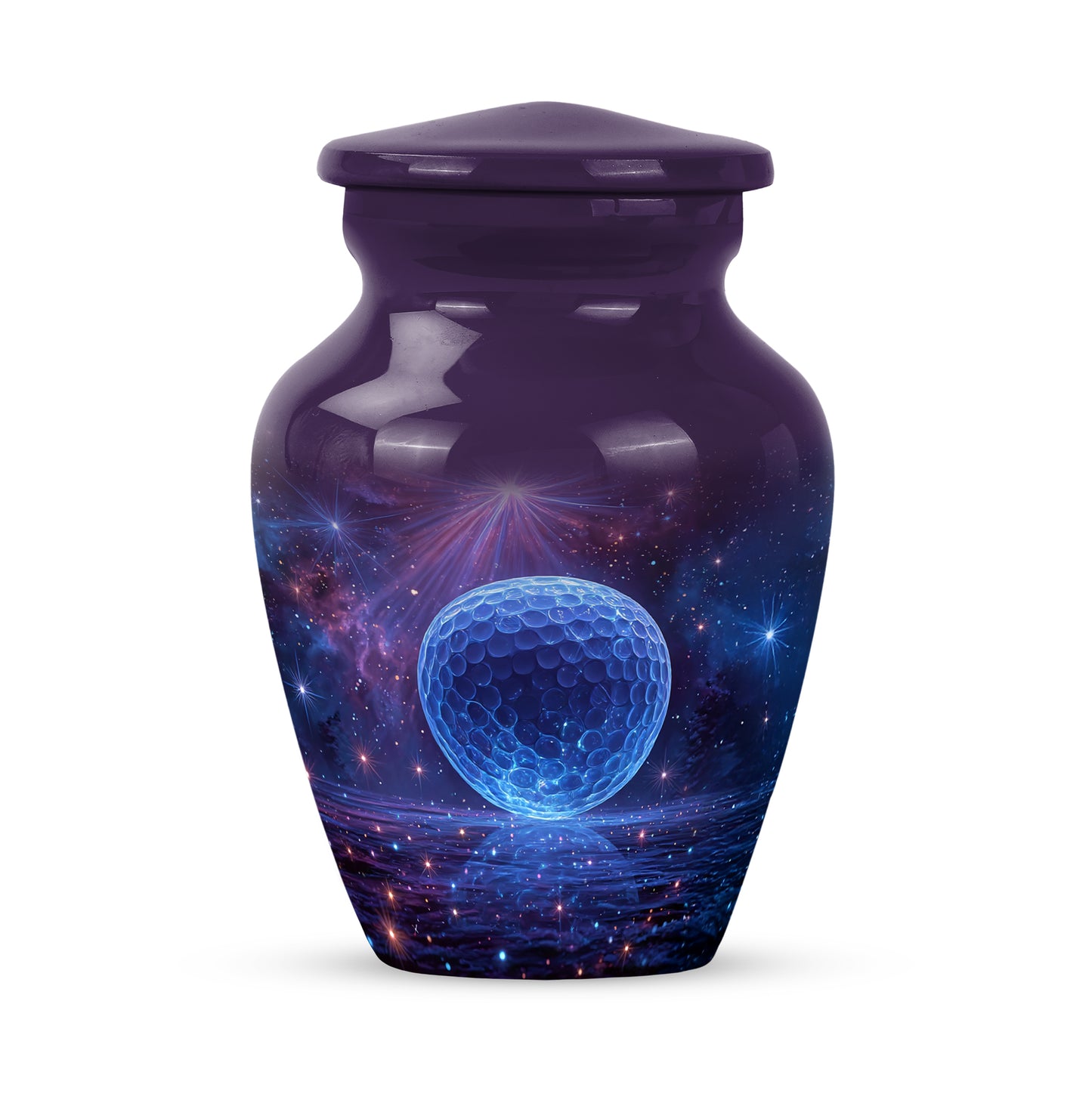 Personalized Refined Golf Cremation Urns - Purple 10-inch, 200 cu in - Yatskia