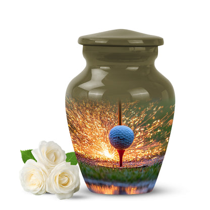 Radiant Golf Memorial Cremation Urns - Gold 10-inch, 200 cu in - Yatskia