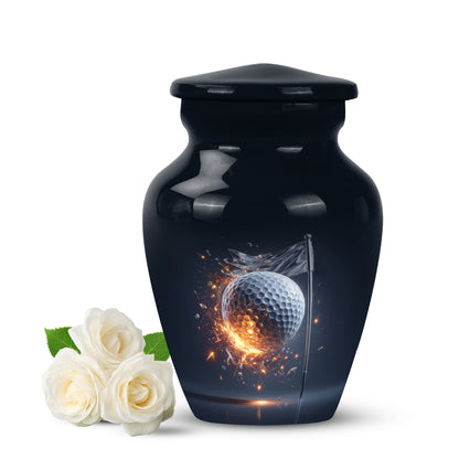 Luminous Blue Golf Embrace Urn for Human Ashes - 10-inch, 200 cu in - Yatskia