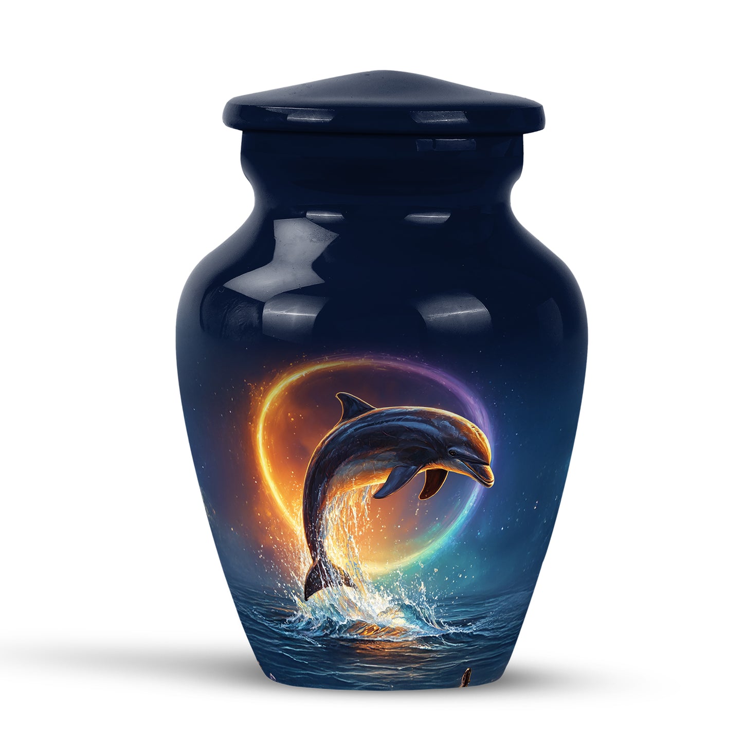 Everlasting Blue Dolphin Dedication Urn for Human Ashes - 10-inch, 200 cu in - Yatskia