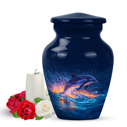 Blue Dolphin Solace Cremation Urns for Human Ashes - 10-inch, 200 cu in - Yatskia