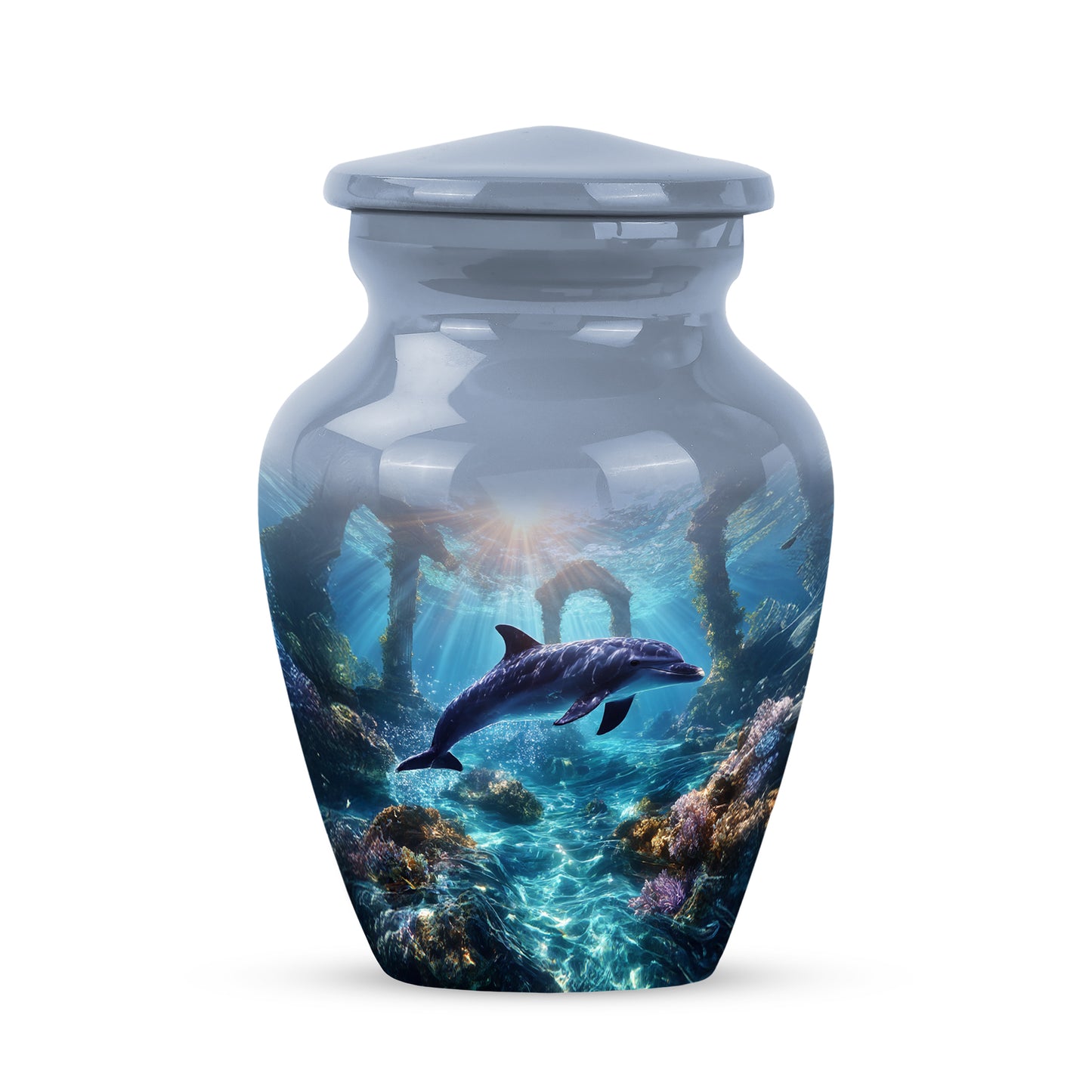 Blue Dolphin Cremation Urns - Glorious Testament 10-inch, 200 cu in - Yatskia