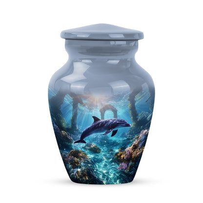 Blue Dolphin Cremation Urns - Glorious Testament 10-inch, 200 cu in - Yatskia