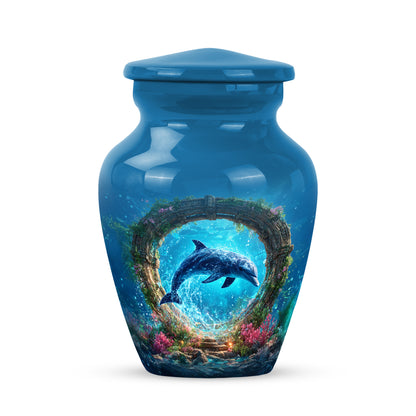 Blue Dolphin Cremation Urns - Honored Journey 10-inch, 200 cu in - Yatskia