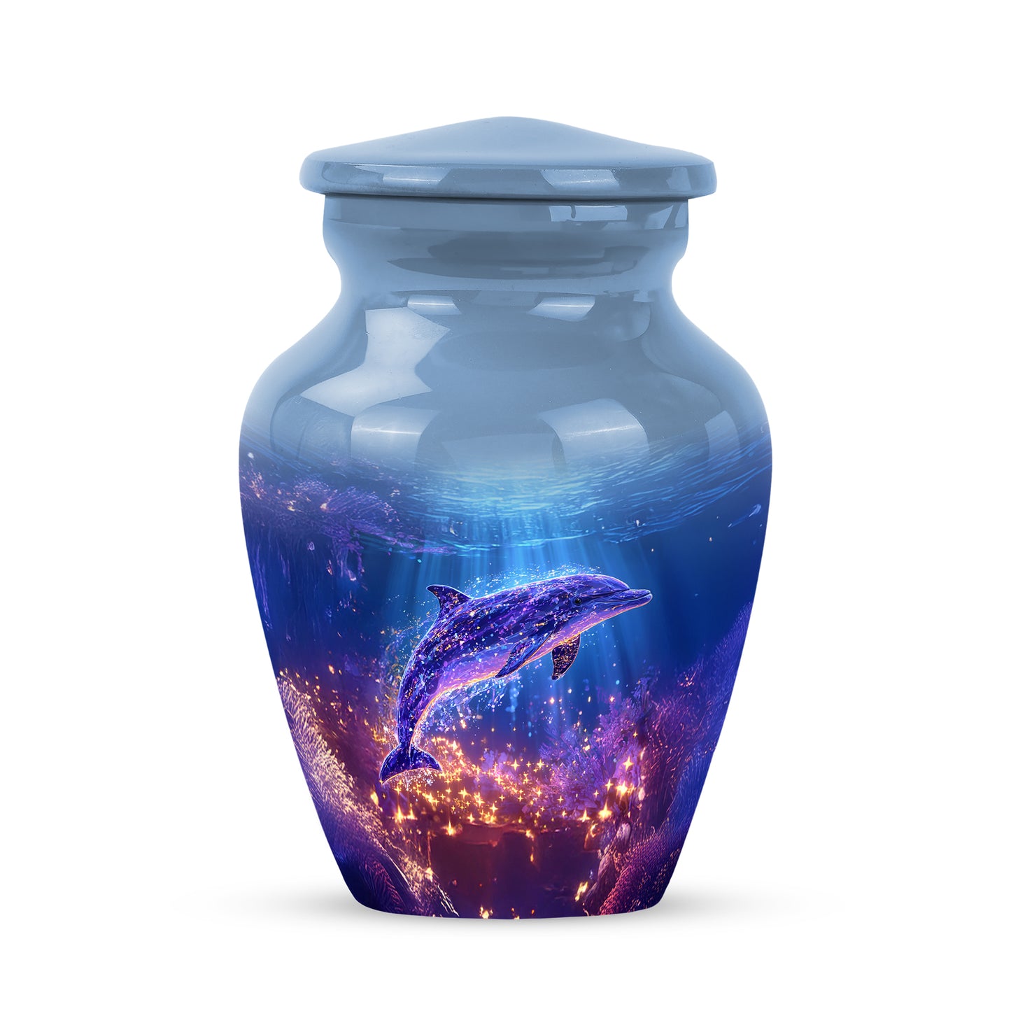Blessed Dolphin Cremation Urns for Human Ashes - Blue 10-inch - Yatskia