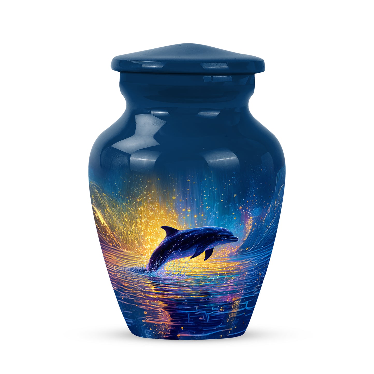 Personalized Blue Dolphin Cremation Urns for Ashes - Transcendent 10-inch - Yatskia