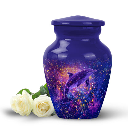 Personalized Dolphin Cremation Urns - Pristine Blue 10-inch, 200 cu in - Yatskia