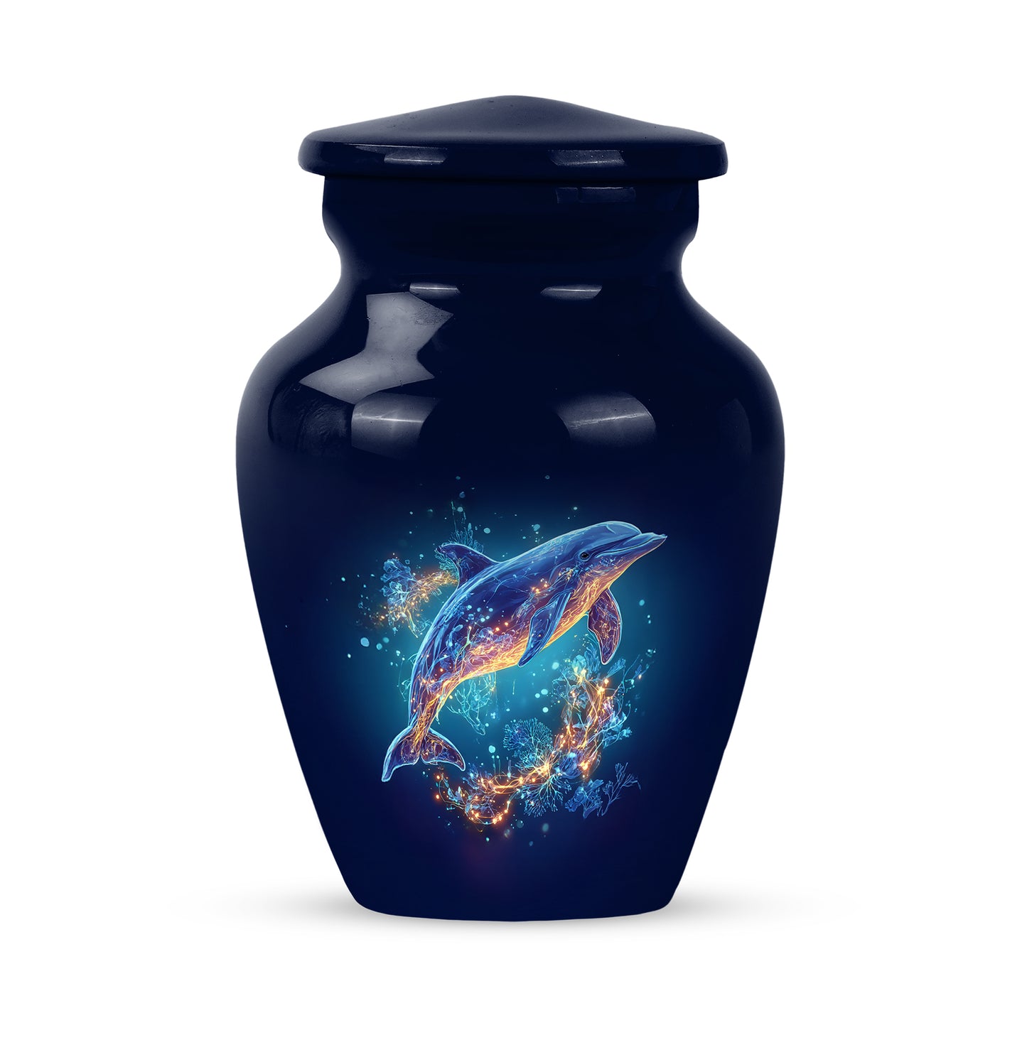 Personalized Dolphin Cremation Urns - Eminent Blue 10-inch, 200 cu in - Yatskia