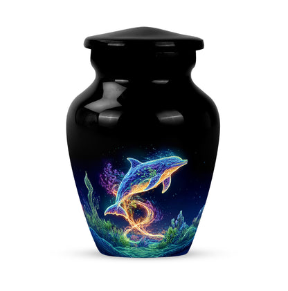 Personalized Refined Dolphin Cremation Urns - Black 10-inch, 200 cu in - Yatskia