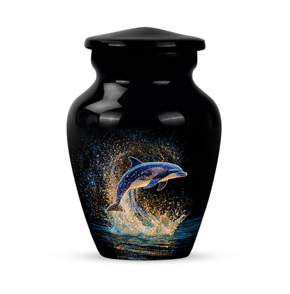 Resplendent Black Dolphin Cremation Urn for Ashes - 10-inch, 200 cu in - Yatskia
