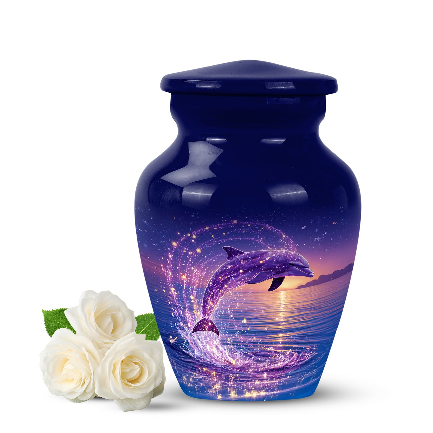 Personalized Blue Dolphin Cremation Urns for Ashes - Majestic 10-inch - Yatskia