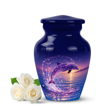 Personalized Blue Dolphin Cremation Urns for Ashes - Majestic 10-inch - Yatskia