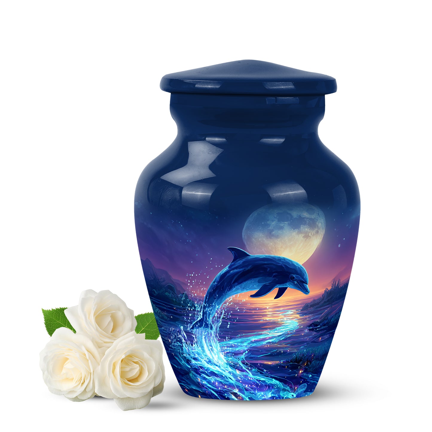 Personalized Blue Dolphin Cremation Urns for Ashes - Enchanting 10-inch - Yatskia