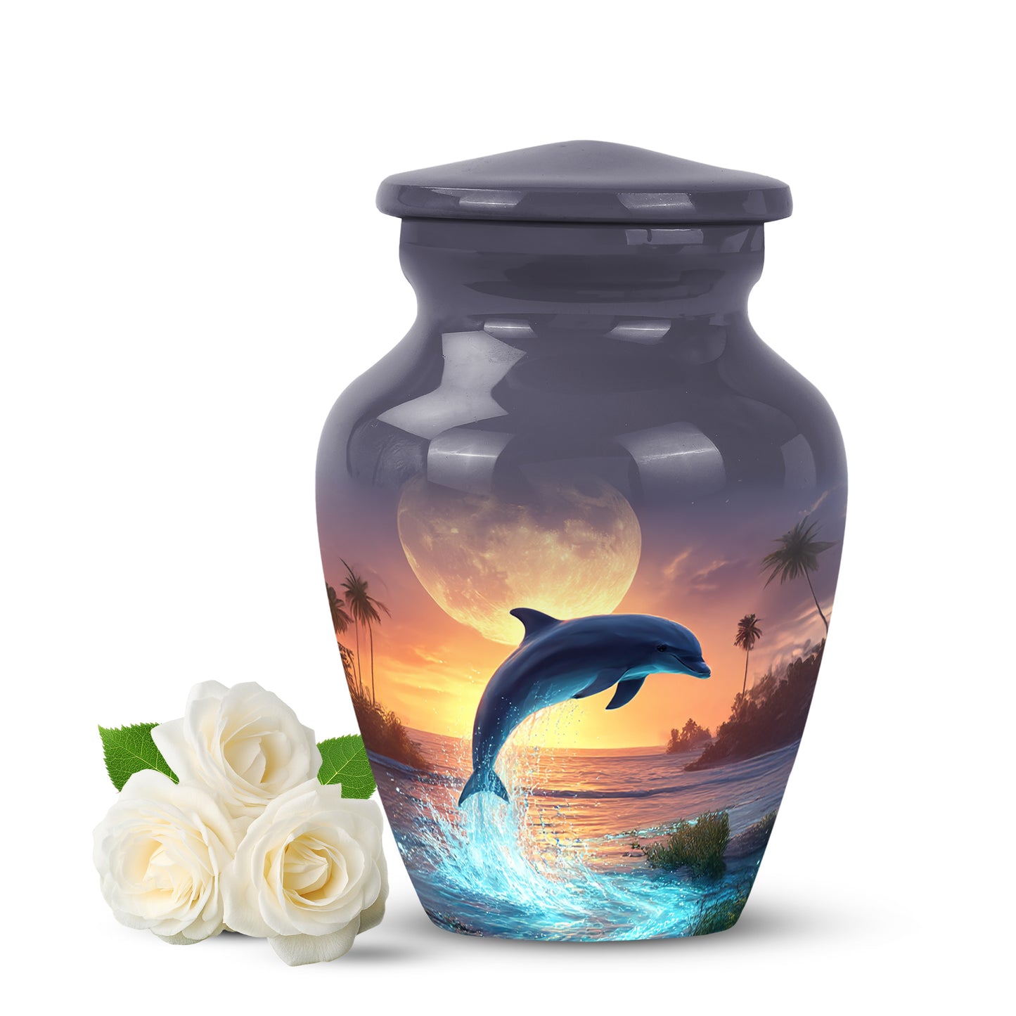 Divine Gray Dolphin Cremation Urn for Ashes - 10-inch, 200 cu in - Yatskia