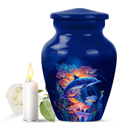 Everlasting Blue Dolphin Farewell Urn for Human Ashes - 10-inch, 200 cu in - Yatskia