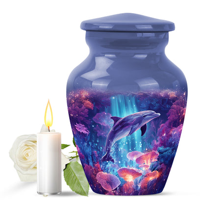 Personalized Eternal Dolphin Cremation Urns - Blue 10-inch, 200 cu in - Yatskia