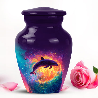 Personalized Purple Heavenly Dolphin Cremation Urns for Human Ashes - 10-inch, 200 cu in - Yatskia