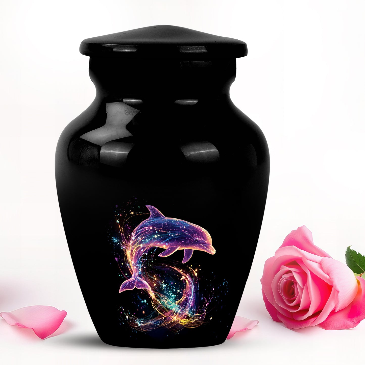 Blessed Dolphin Cremation Urns for Human Ashes - Black 10-inch - Yatskia
