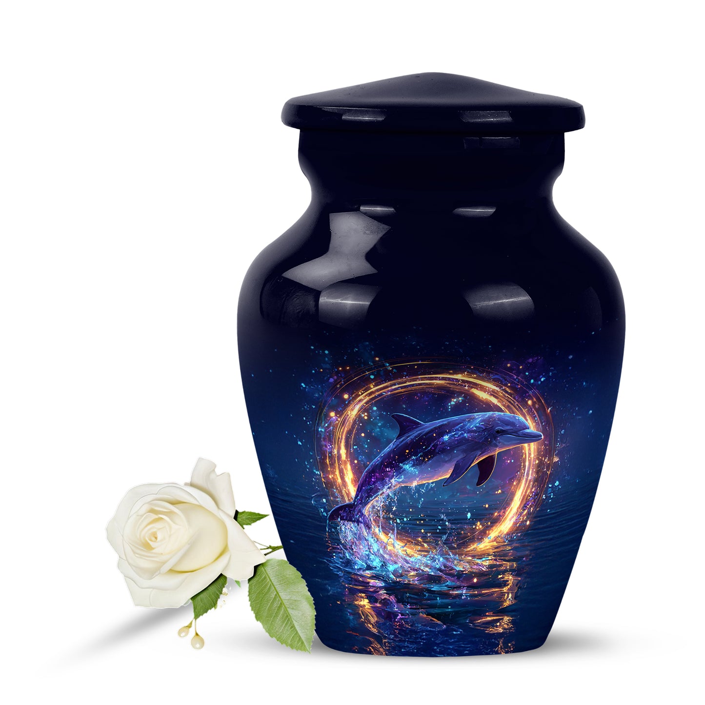 Personalized Blue Dolphin Cremation Urns for Ashes - Captivating 10-inch - Yatskia