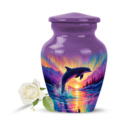 Personalized Dolphin Cremation Urns - Eminent Purple 10-inch, 200 cu in - Yatskia