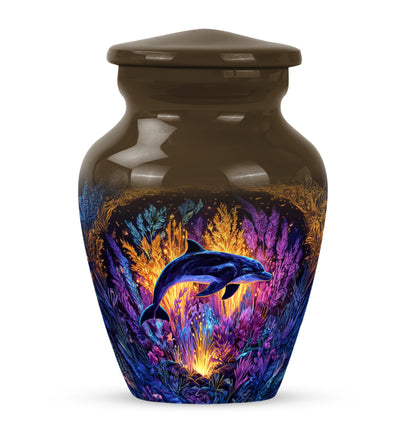 Personalized Gold Dolphin Cremation Urns for Ashes - Transcendent 10-inch - Yatskia