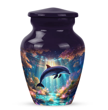 Distinguished Purple Dolphin Cremation Urn for Ashes - 10-inch, 200 cu in - Yatskia