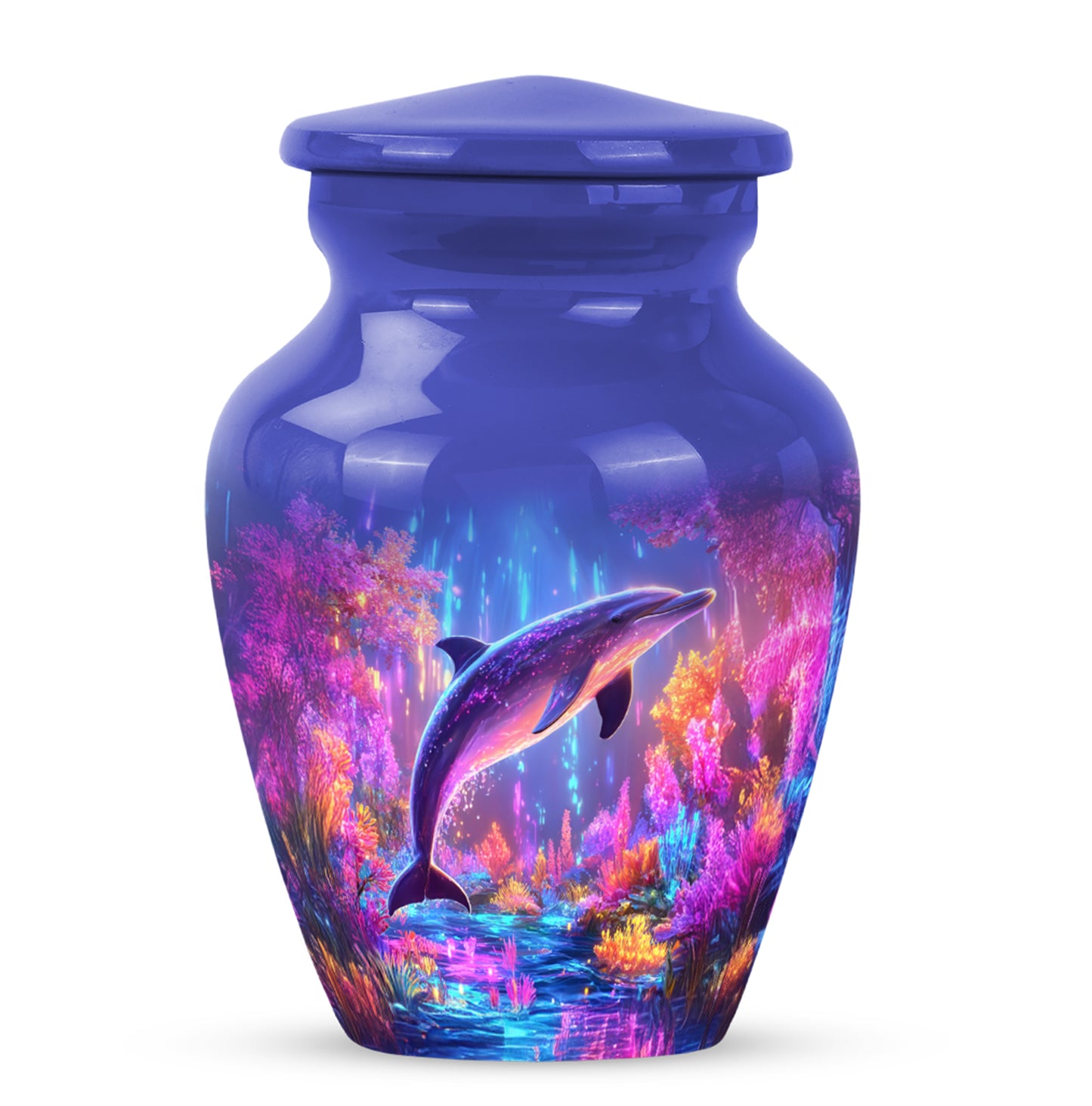 Blue Beloved Dolphin Cremation Urns for Human Ashes - 10-inch, 200 cu in - Yatskia