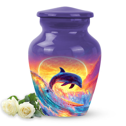 Personalized Blue Dolphin Cremation Urns for Ashes - Majestic 10-inch - Yatskia