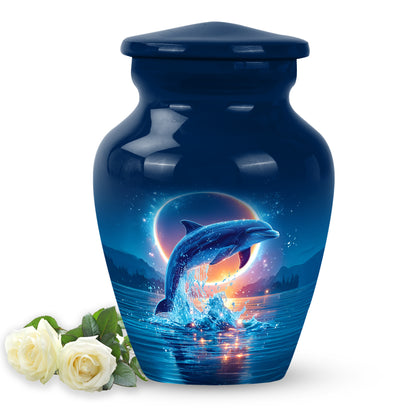 Remarkable Dolphin Memorial Cremation Urns - Blue 10-inch, 200 cu in - Yatskia