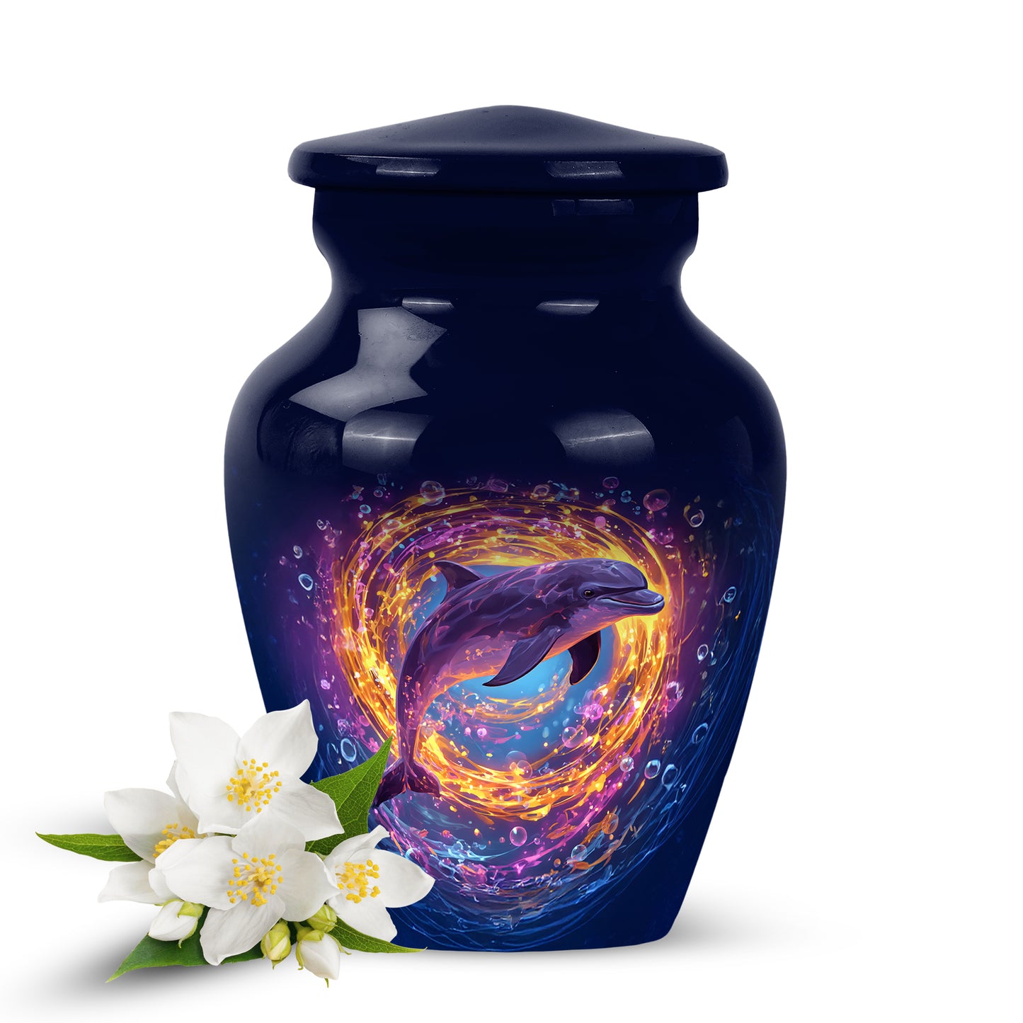 Personalized Blue Dolphin Cremation Urns for Ashes - Enchanting 10-inch - Yatskia