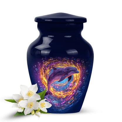 Personalized Blue Dolphin Cremation Urns for Ashes - Enchanting 10-inch - Yatskia